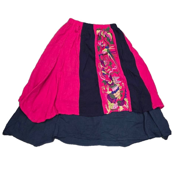 Unbranded Dresses & Skirts - Boho skirt layered elastic gauze cotton embroidered maxi Episode Large A004294